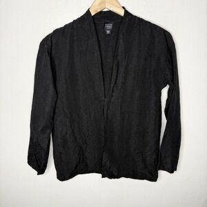 Eileen Fisher Silk Linen Jacket‎ Women's PP Black Hook Front Blazer Business